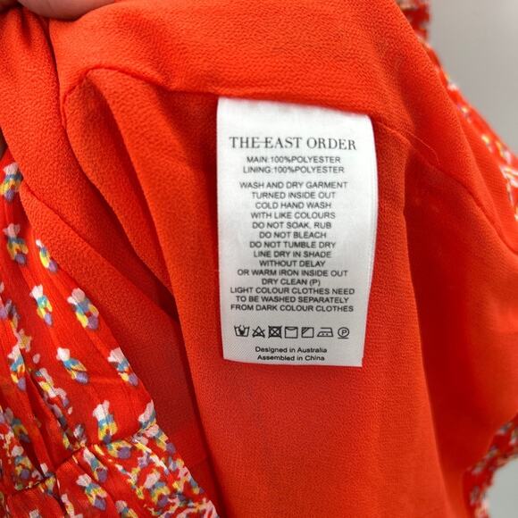 Revolve The East Order Liliana Orange Red Floral Ruched Mini Dress L New Nwt - Picture 11 of 14